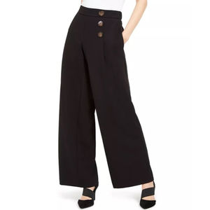 Alfani Button Detail Wide Leg Pull on Pants Black Size M